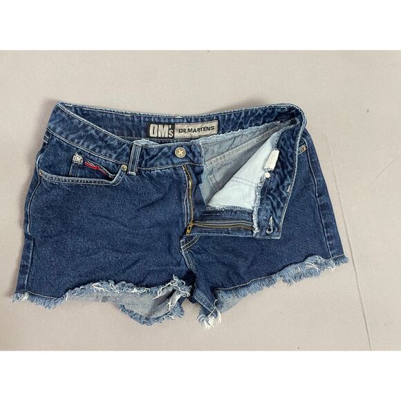 Dr Martens Y2K Vintage British Flag Dark Wash Cut Off Denim Shorts Women SZ 13 - Picture 5 of 6